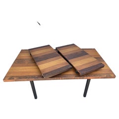 Midcentury Tri-Wood Expandable Dining Table by Milo Baughman with ''2'' Leaves