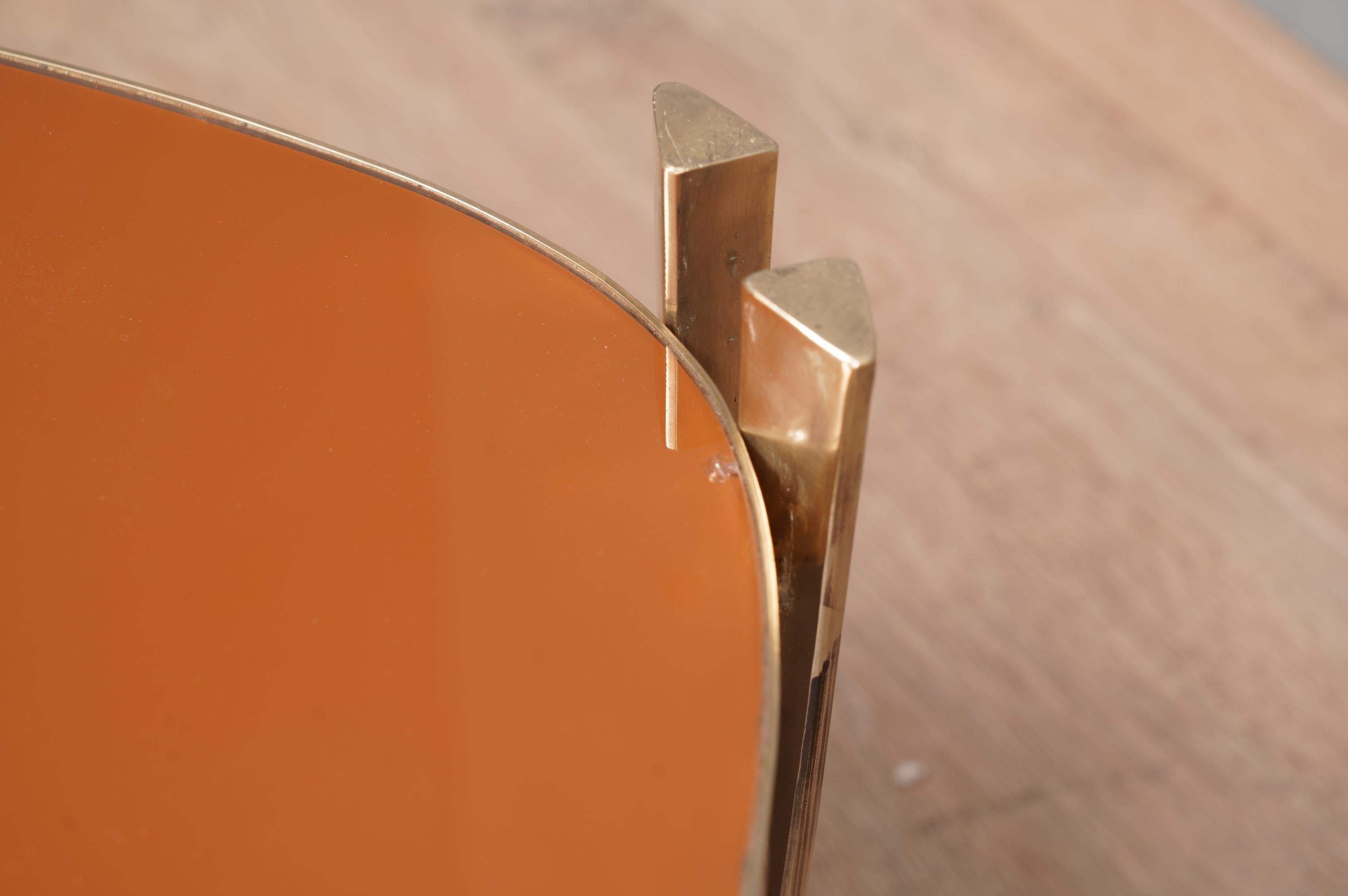 MidCentury Triangular Brass and Glass Italian Sofa Table, 1970 2