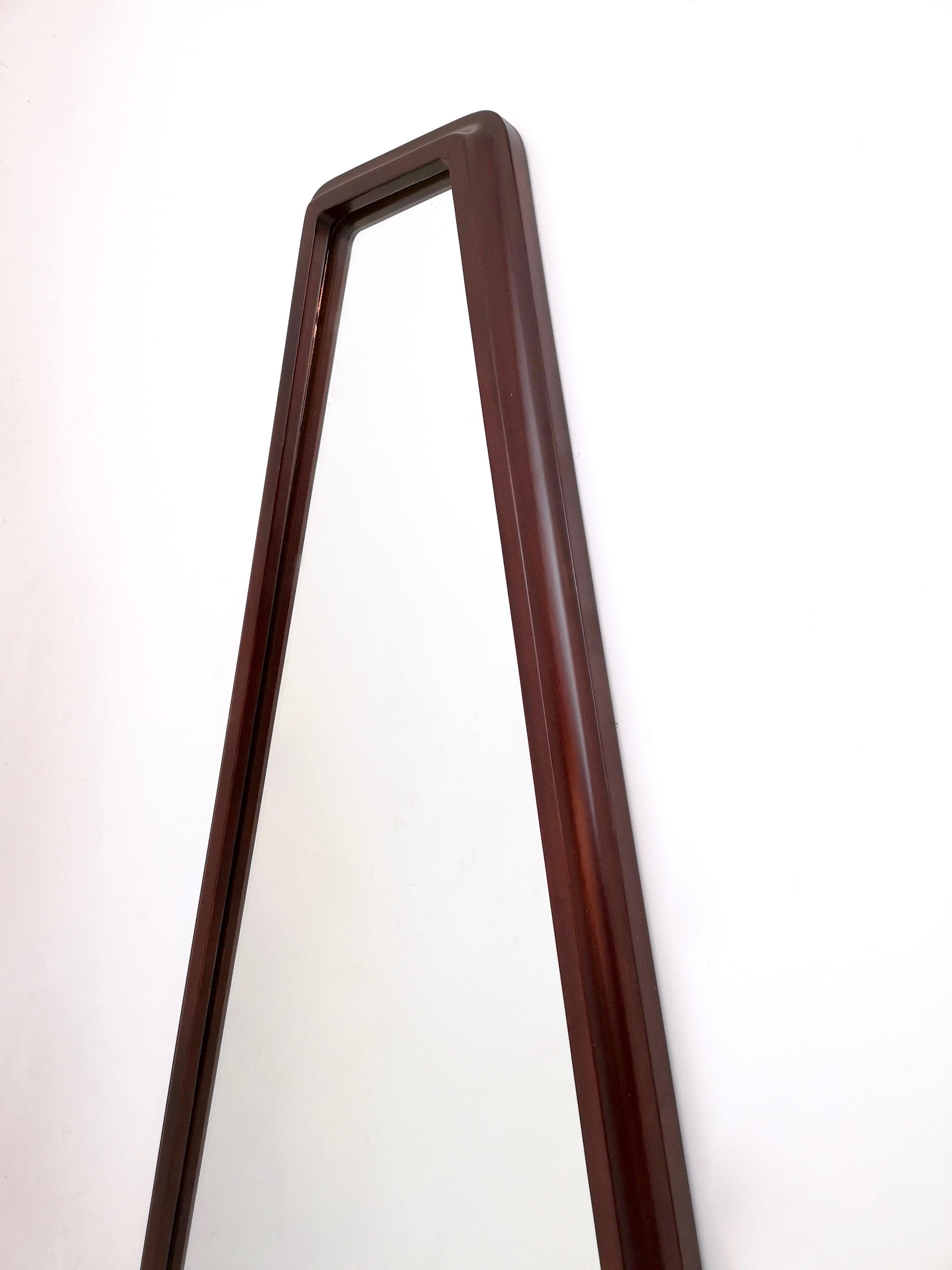 Mid-18th Century Mid-Century Triangular Mirror with a Molded Solid Walnut Frame, Italy