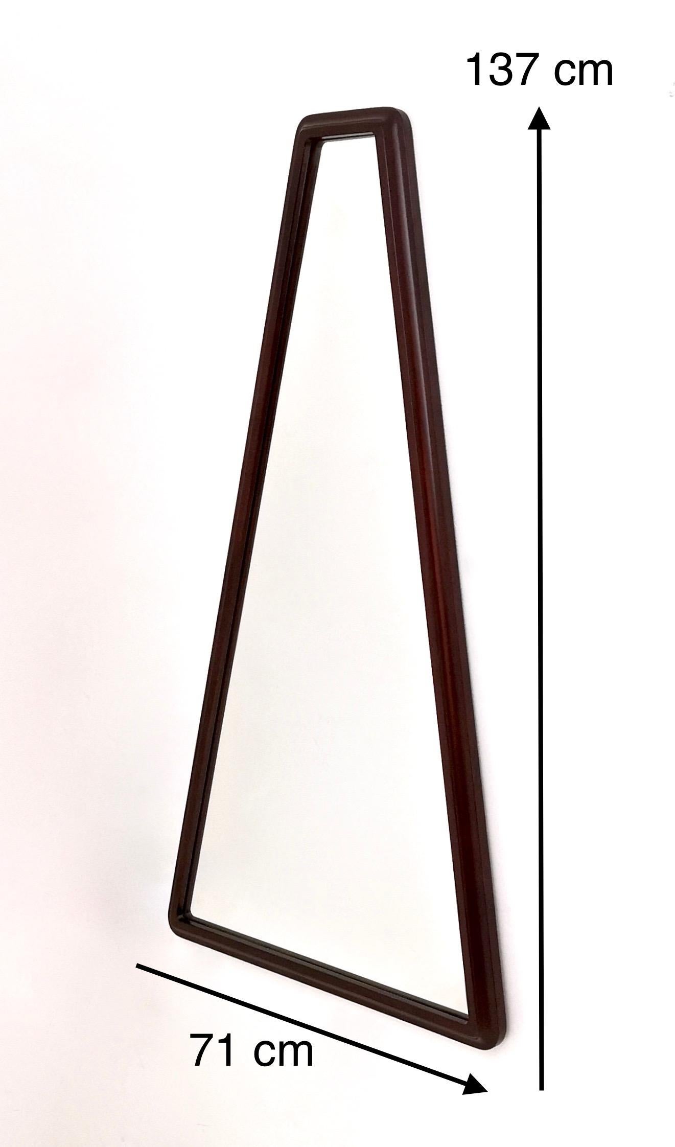 Mid-Century Triangular Mirror with a Molded Solid Walnut Frame, Italy 3