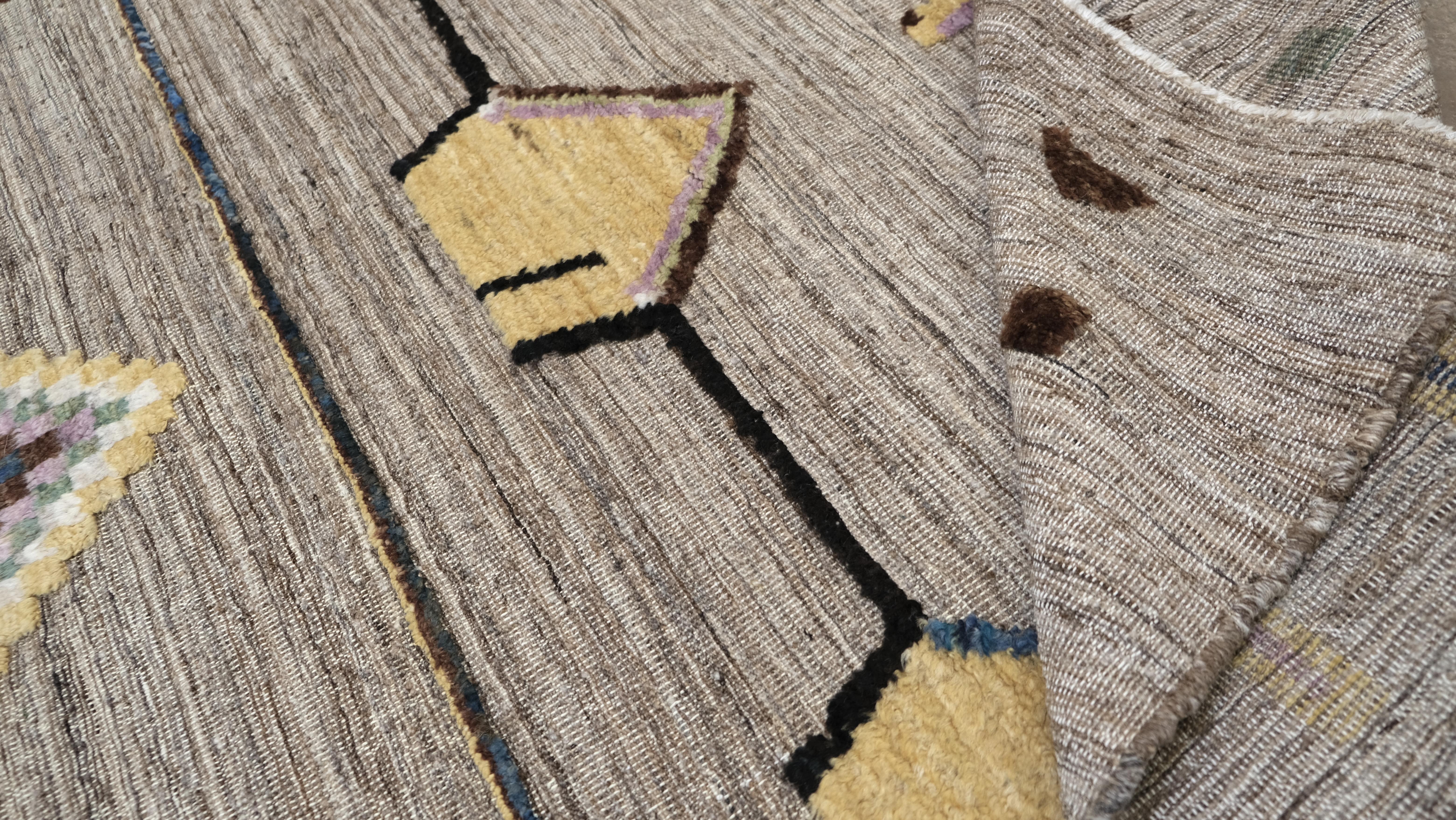 Pakistano Tappeto Tribale Geometrico in Lana del Midcentury 8'3''x10' in vendita