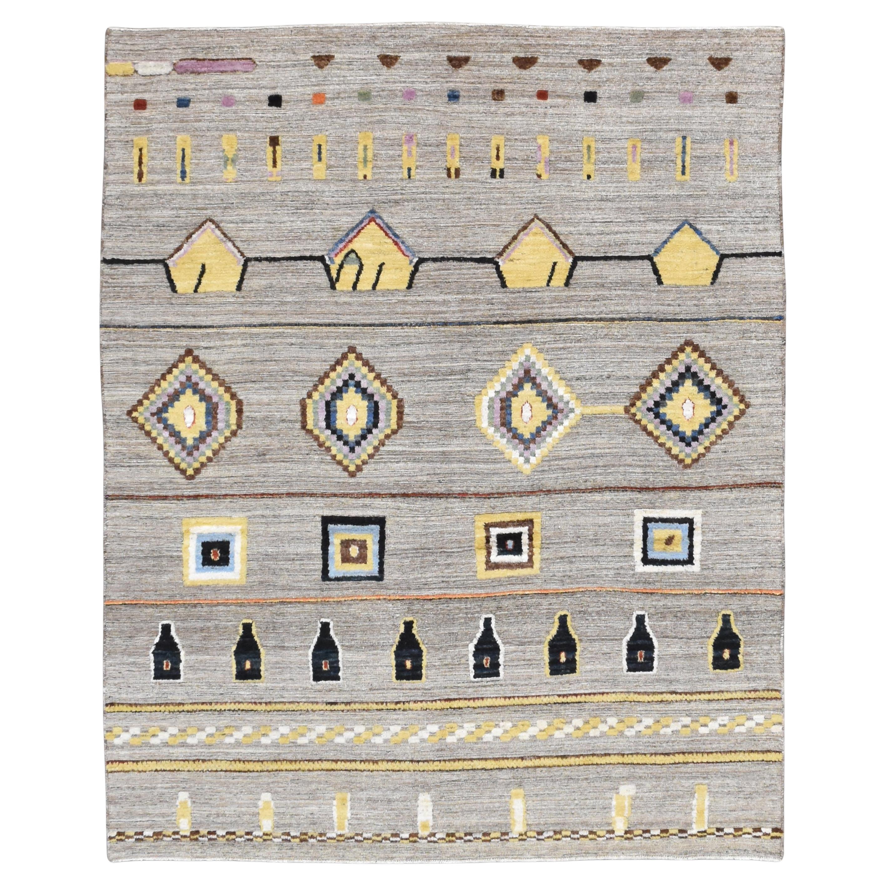 Tappeto Tribale Geometrico in Lana del Midcentury 8'3''x10' in vendita