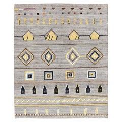 Tappeto Tribale Geometrico in Lana del Midcentury 8'3''x10'
