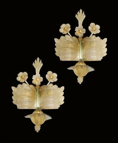 Midcentury Trio of Sconces Grand Hotel by Barovier & Toso, Murano, 1960s