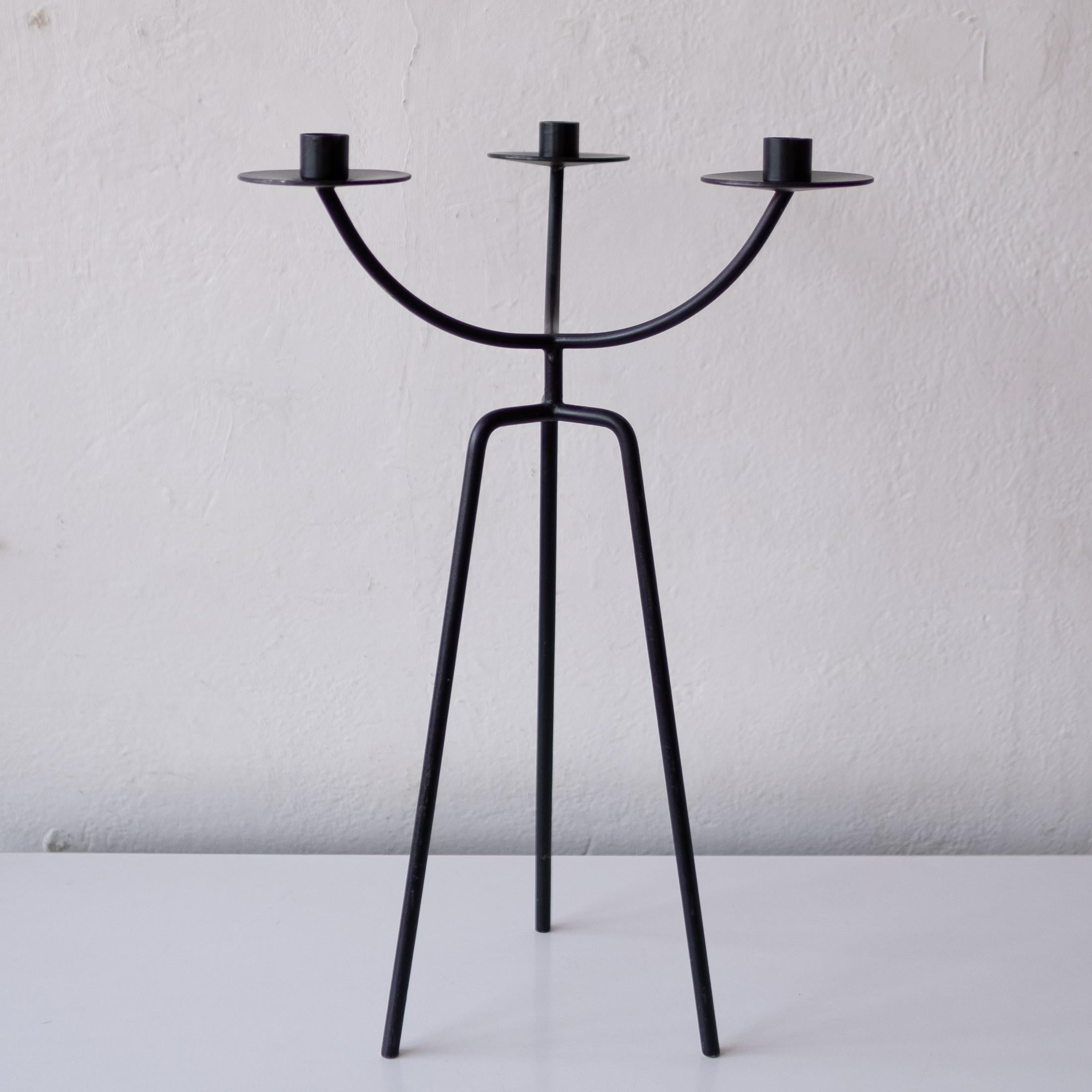 Large iron tripod candelabra. Presumably from a California maker. Great form. 1950s, USA
