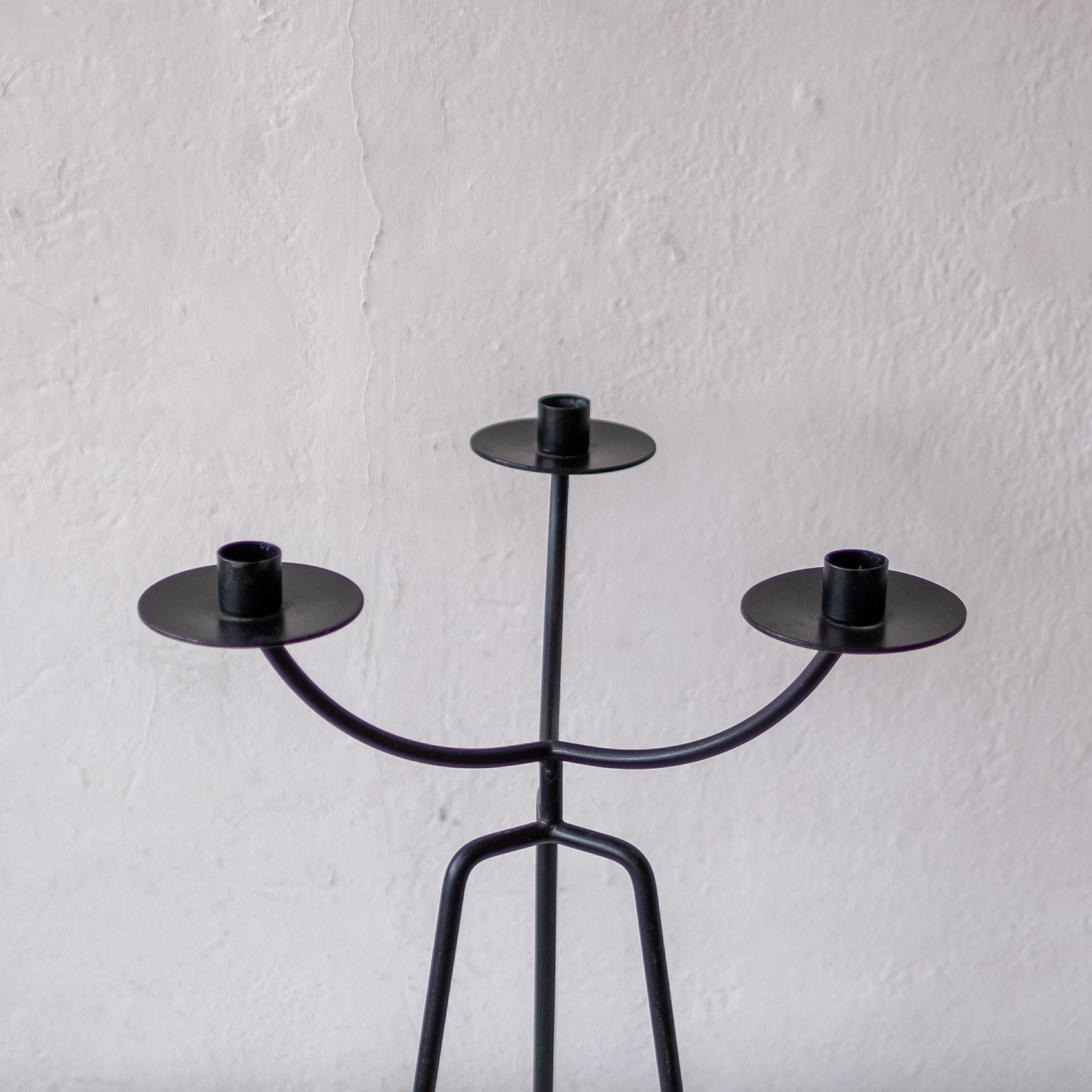 Midcentury Tripod Iron Candleholder, 1950s In Good Condition For Sale In San Diego, CA