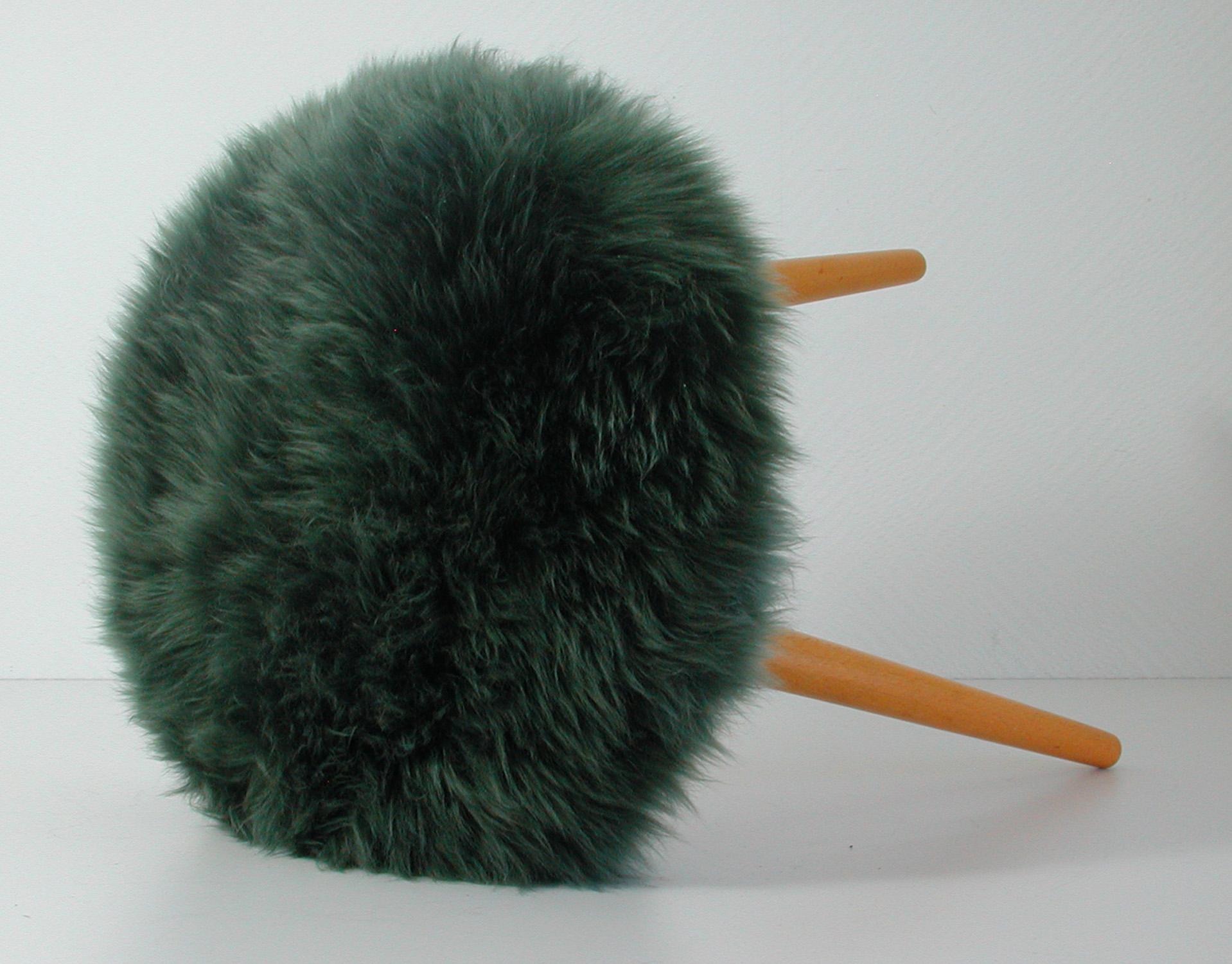 Mid-20th Century Midcentury Tripod Real Iceland Sheep Lamb Upholstered Tripod Stool Chair, 1950s
