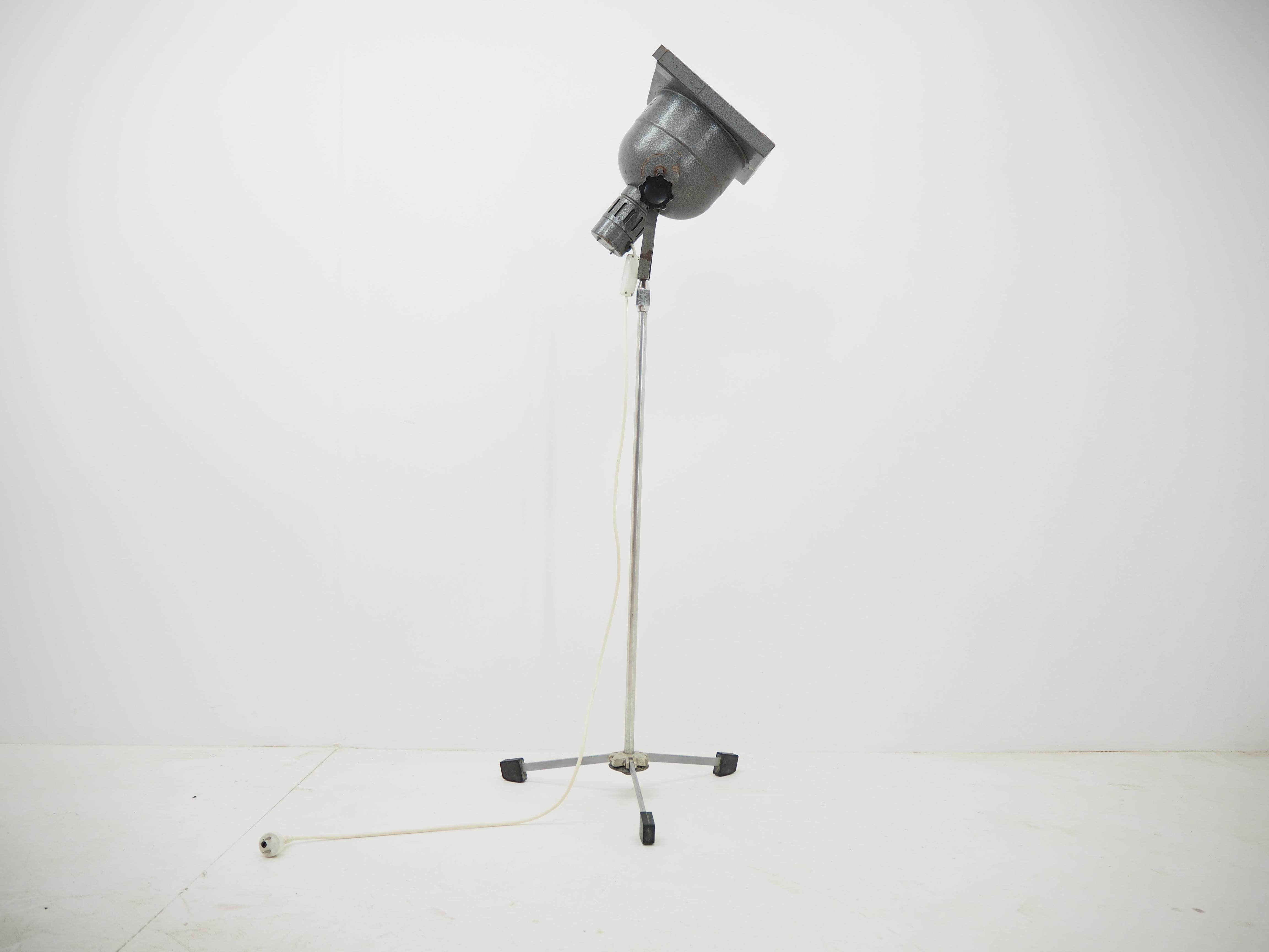 Midcentury Tripod Theater Floor Lamp made in Czechoslovakia In Good Condition In Praha, CZ