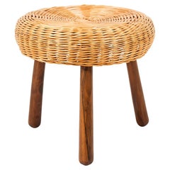 Vintage Midcentury Tripod Wicker Stool