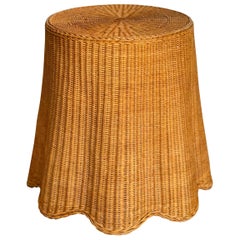 Midcentury Trompe L'oeil Draped Wicker Ghost Table, Circa 1970s