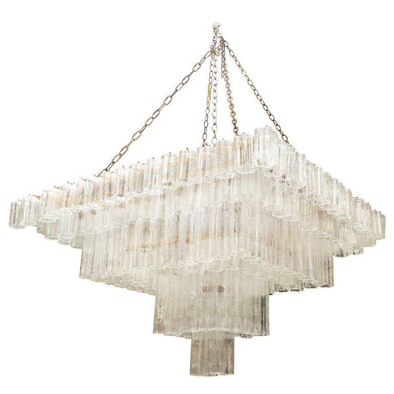 Midcentury Tronchi Murano Glass Chandelier For Sale