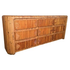 Midcentury Tropical Split Reed Rattan Bamboo Dresser