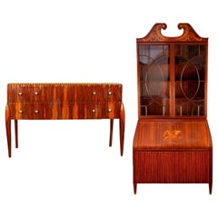 Midcentury Trumeau Bookcase or Cabinet by P.Buffa, 1940 with Commode Art Deco
