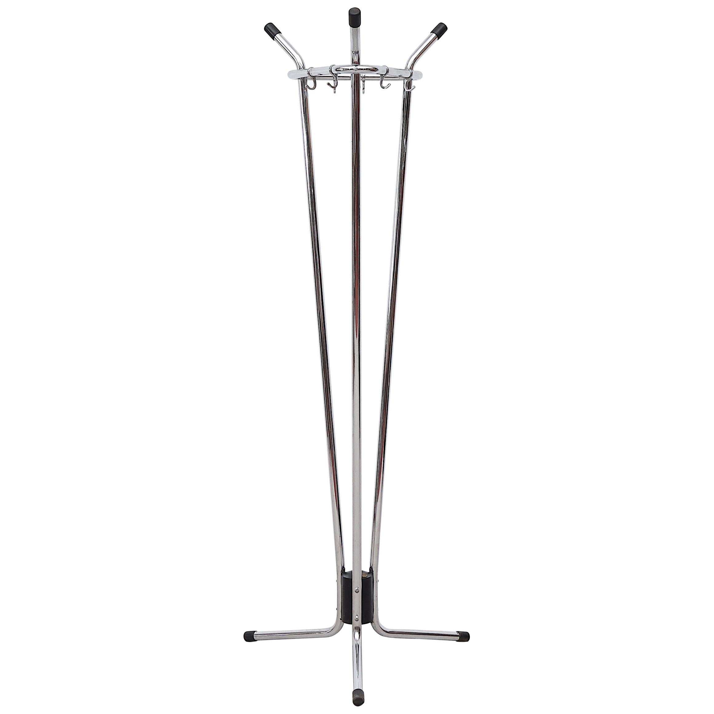 Mid-Century Tubax 'Attributed' Chrome Industrial Coat Rack For Sale