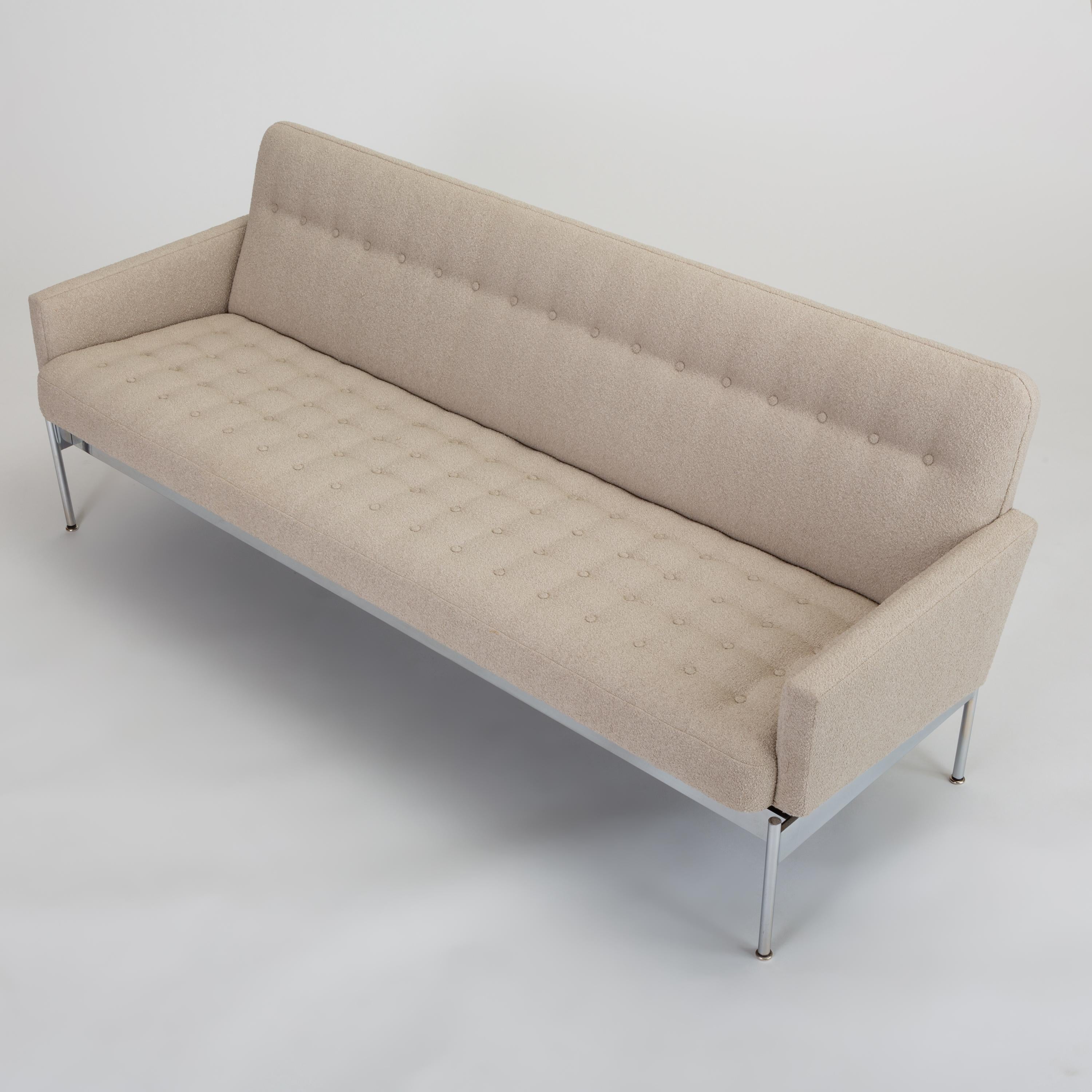 Mid-Century Modern Midcentury Tufted Bouclé Sofa with Chrome Base