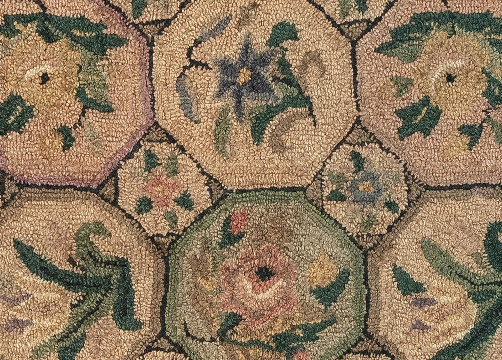 Mid-Century Modern Midcentury Floral American Hooked Rug For Sale
