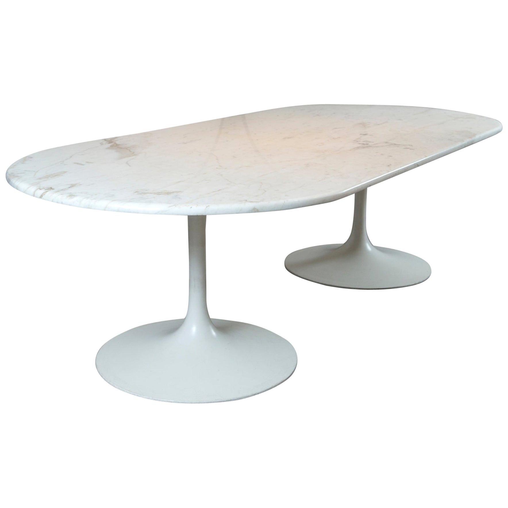 Midcentury Tulip Dining Table Bases Attributed to Saarinen with Marble Top