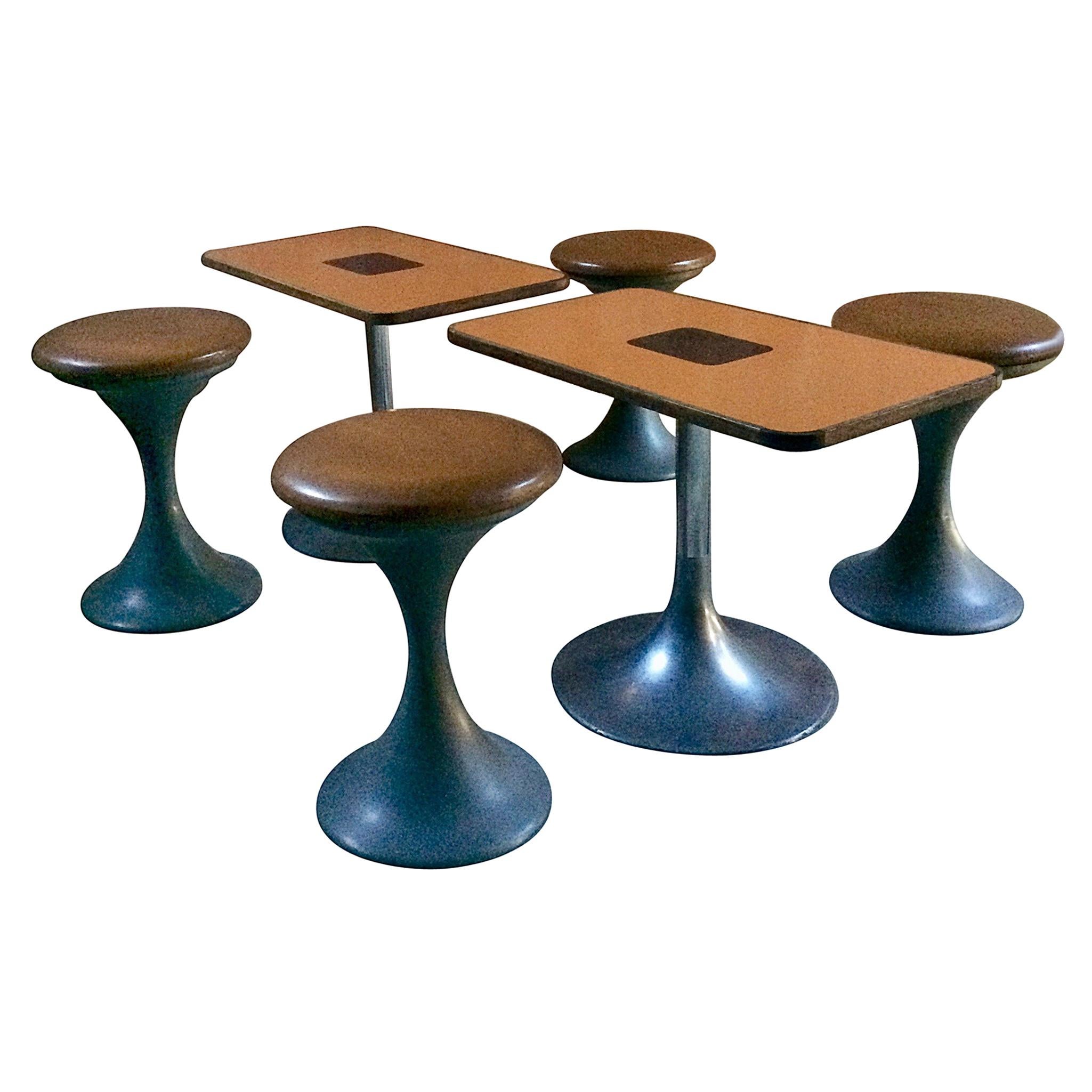 Midcentury Tulip Table and Stools 1960s Coffee Table Tulip Chairs Vintage Danish