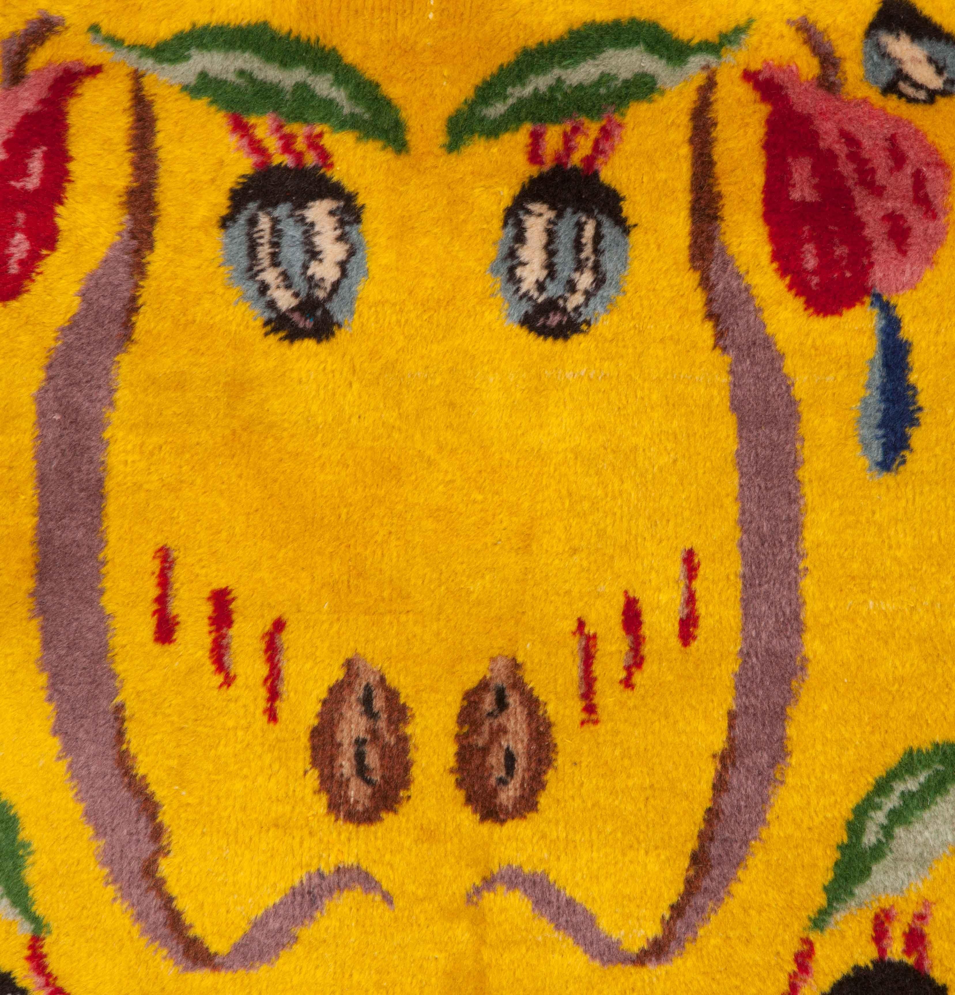 Mid-Century Modern Midcentury Turkish Deco Rug, Wool on Cotton, 1960s