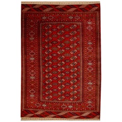 Midcentury Turkman Bokhara Tekke Tribal Persian Rug hand knotted in Turkmenistan