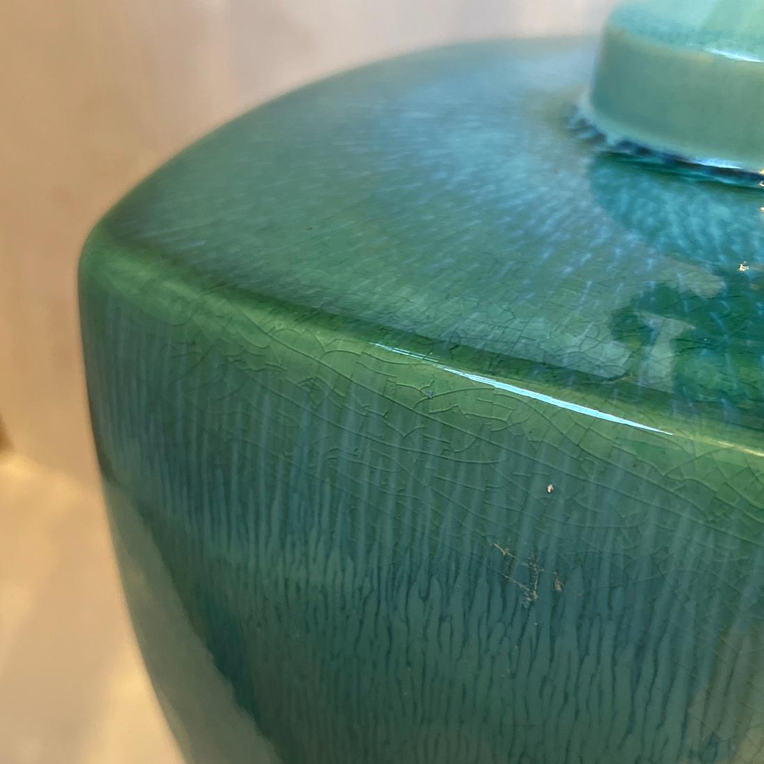 Lámpara de porcelana turquesa de mediados de siglo mediados del siglo XX en venta