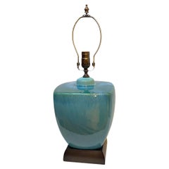 Midcentury Turquoise Porcelain Lamp