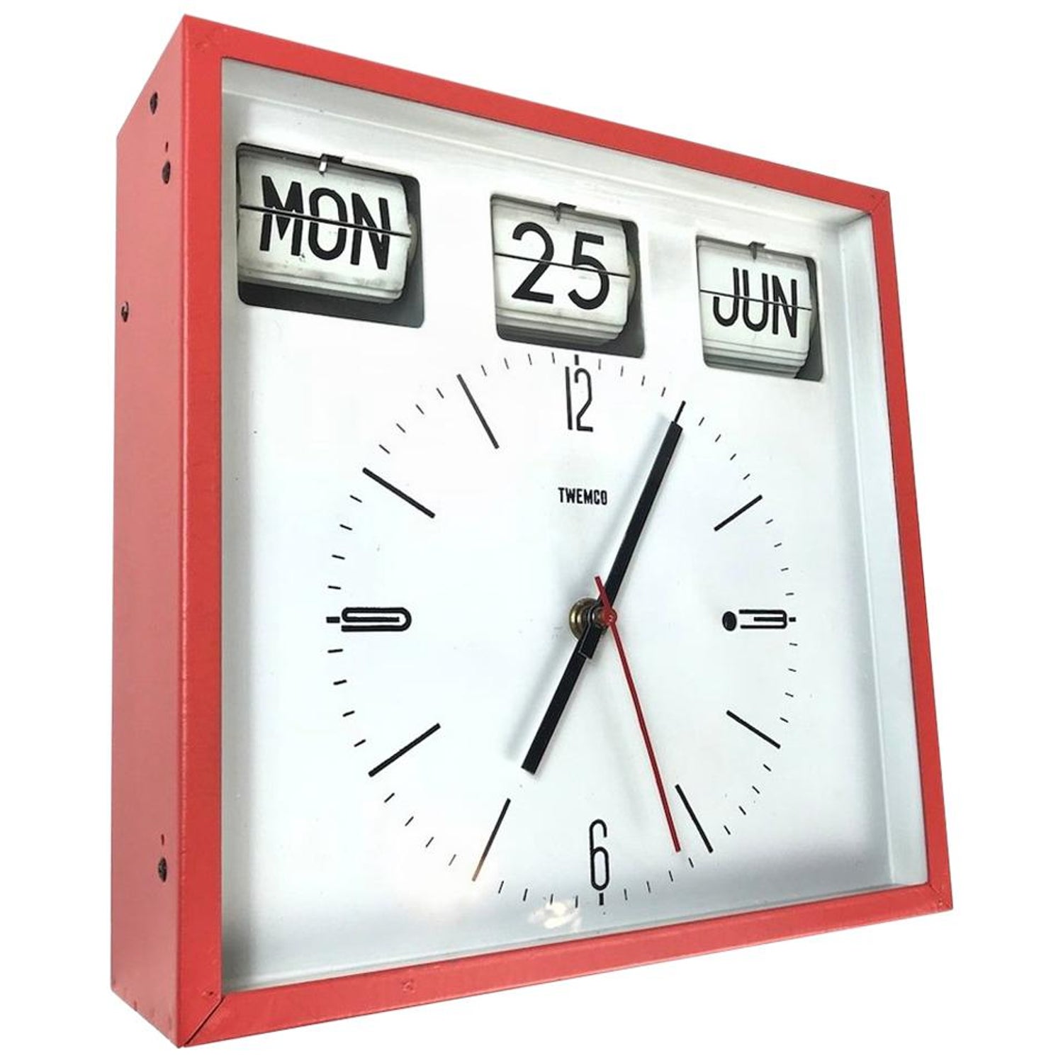 Midcentury Twemco Flip Date Calendar Wall Clock