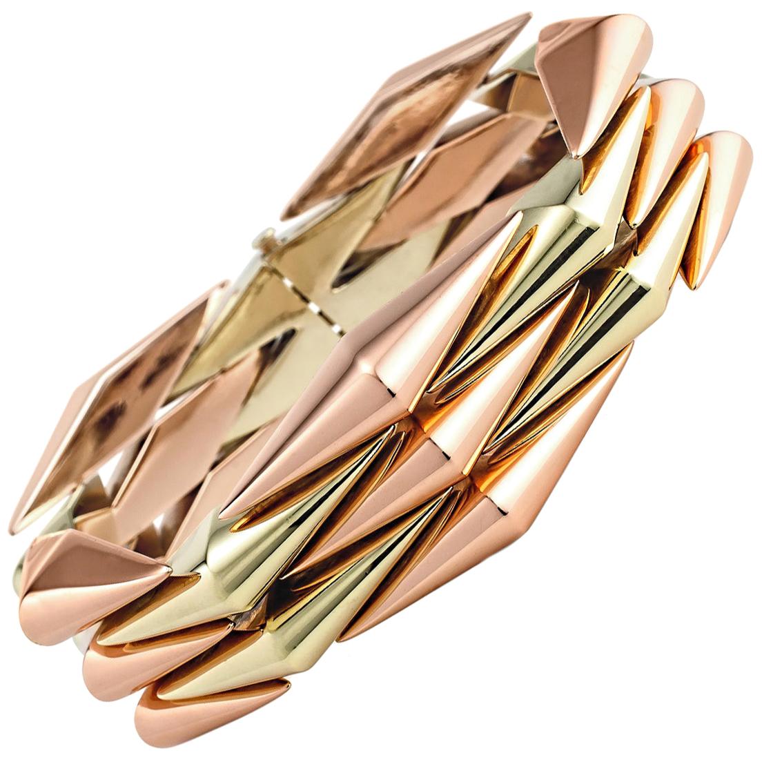 Midcentury Two-Color Gold Link Bracelet