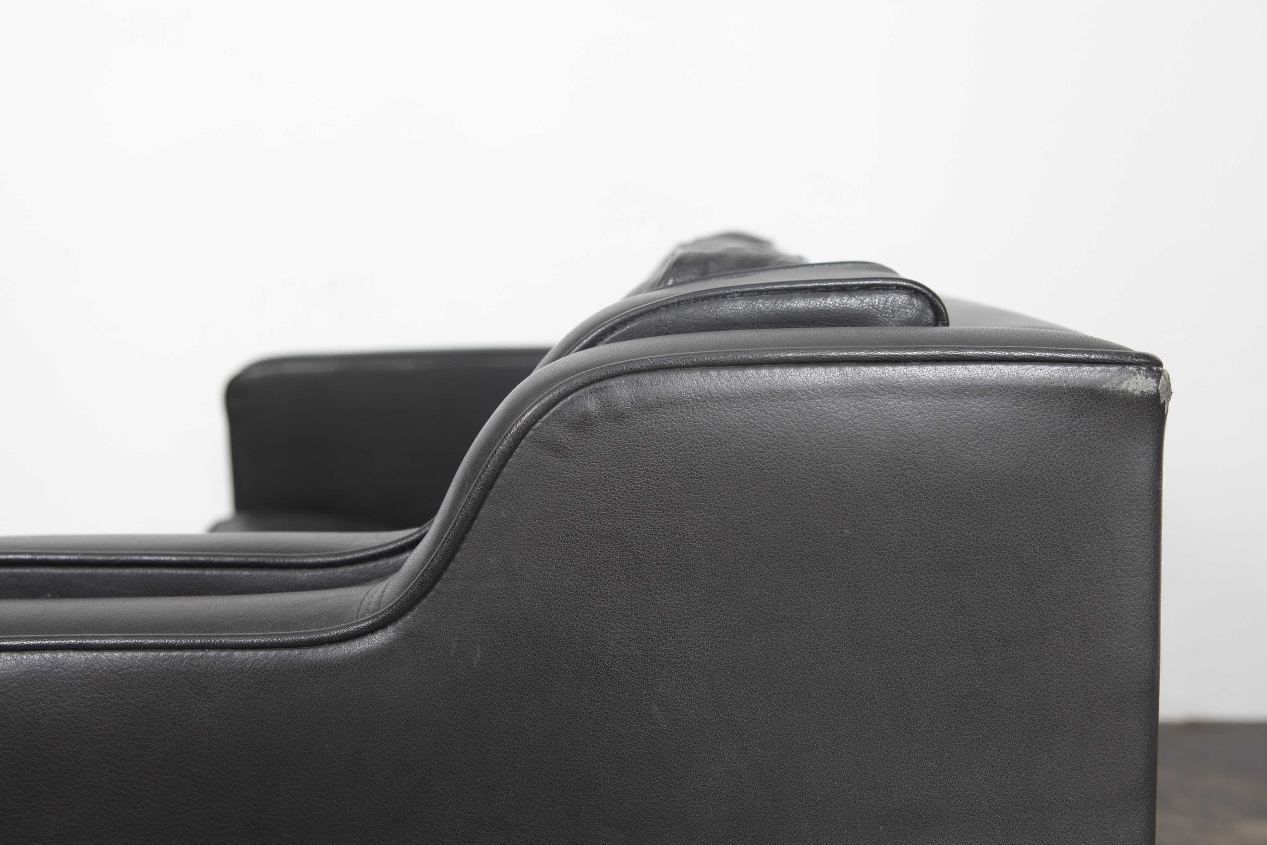 Mid-20th Century Midcentury Two-Seat Black Leather Sofa by Stouby, Denmark