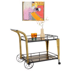 Vintage Midcentury Two Tier Bar Cart, 1970s
