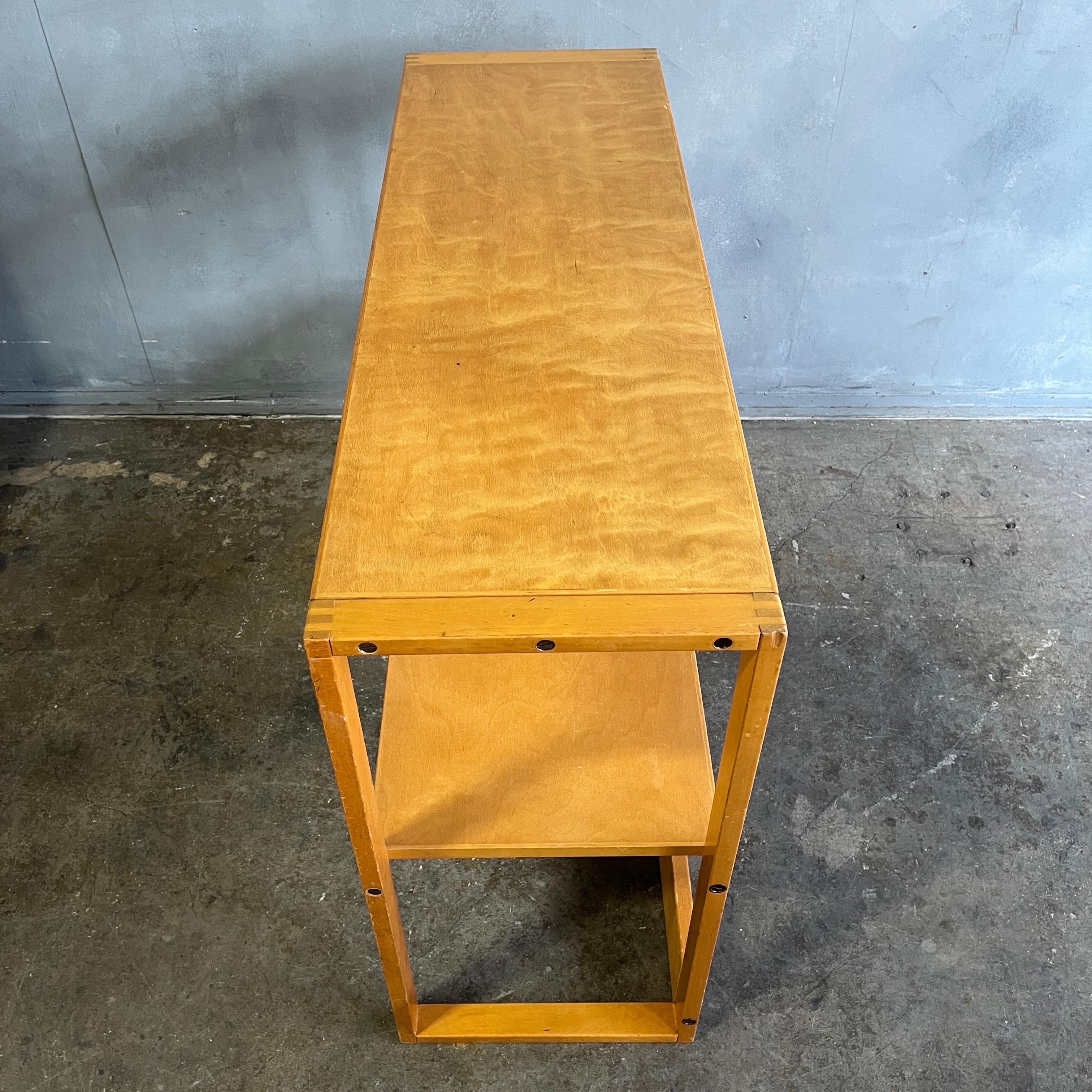 Brass Midcentury Two Tier Bookcase in Birch Sweden