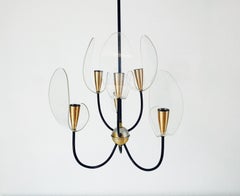 Midcentury Two Tier Brass 6-Arm Sputnik Chandelier, 1960s