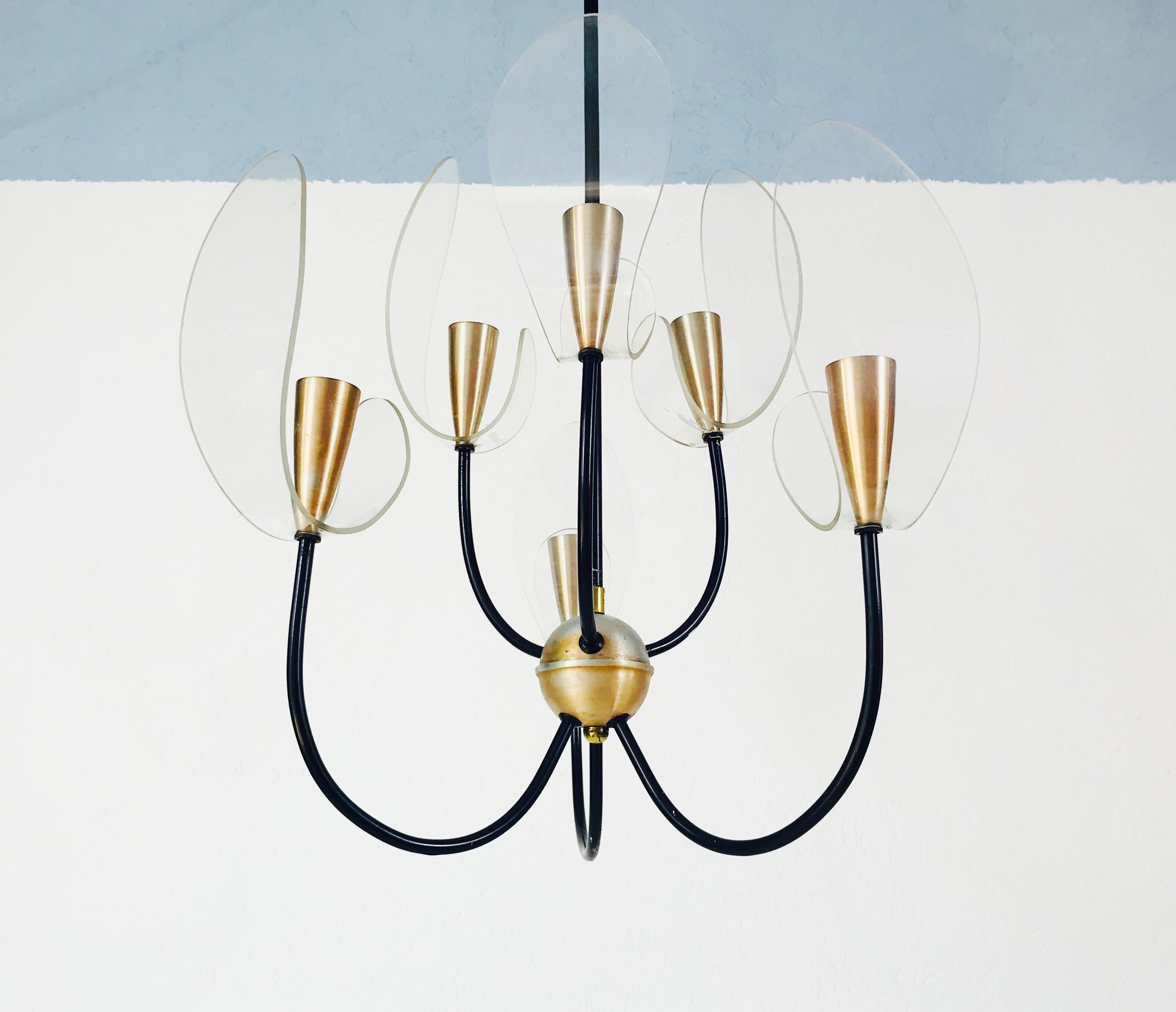 Mid-Century Modern Midcentury Two Tier Brass 6-Arm Sputnik Chandelier, 1960s