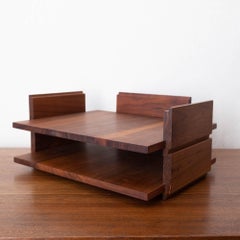 Midcentury Two Tier Stackable Solid Walnut Letter Tray