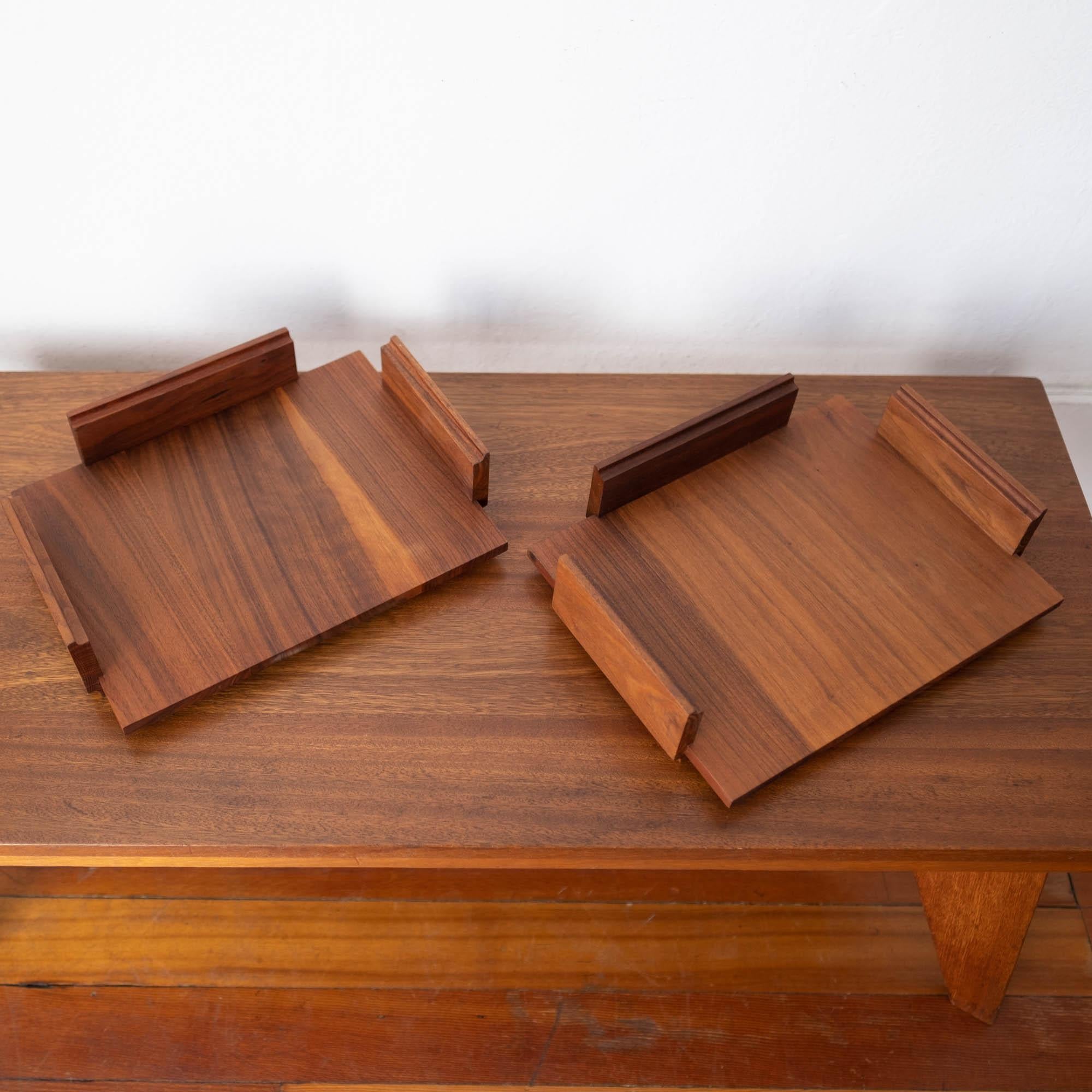 American Midcentury Two Tier Stackable Solid Walnut Letter Tray
