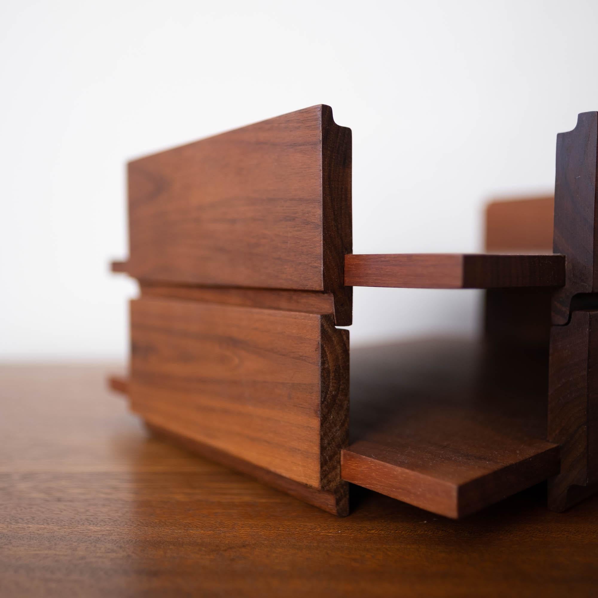 20th Century Midcentury Two Tier Stackable Solid Walnut Letter Tray