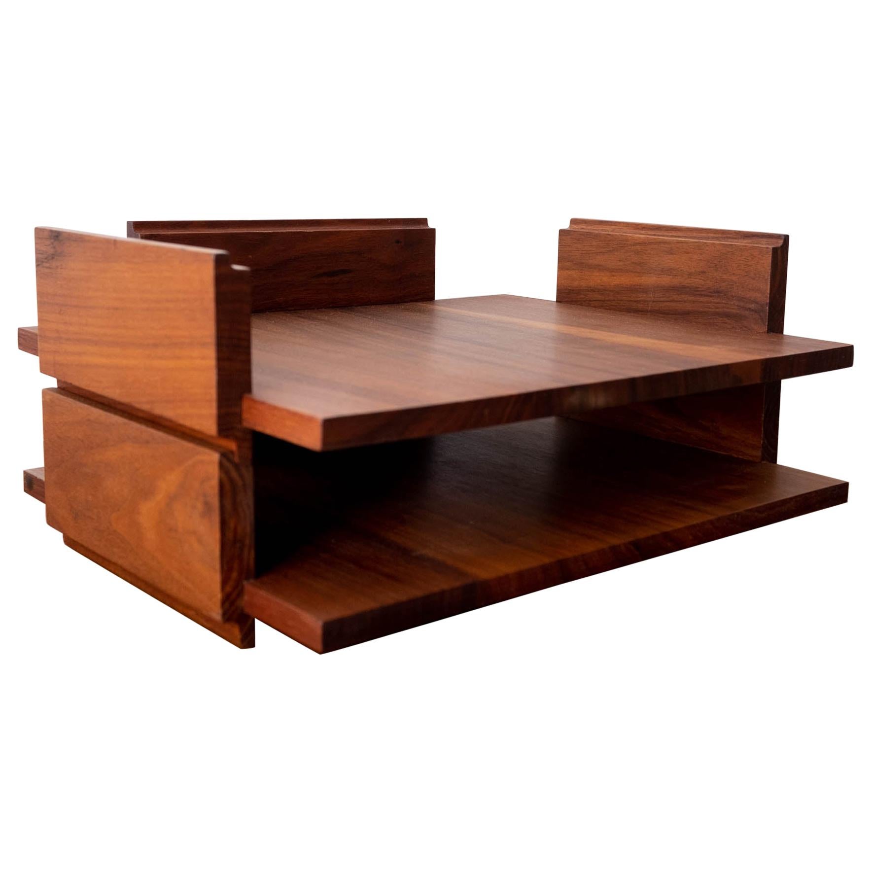 Midcentury Two Tier Stackable Solid Walnut Letter Tray