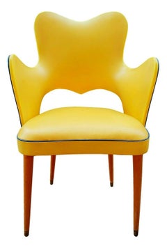 Midcentury Two-Tone Armchair in Eco-Leather Attributed to Gastone Rinaldi, 1950