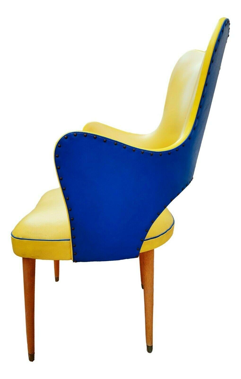 Italian Midcentury Two-Tone Armchair in Eco-Leather Attributed to Gastone Rinaldi, 1950 For Sale