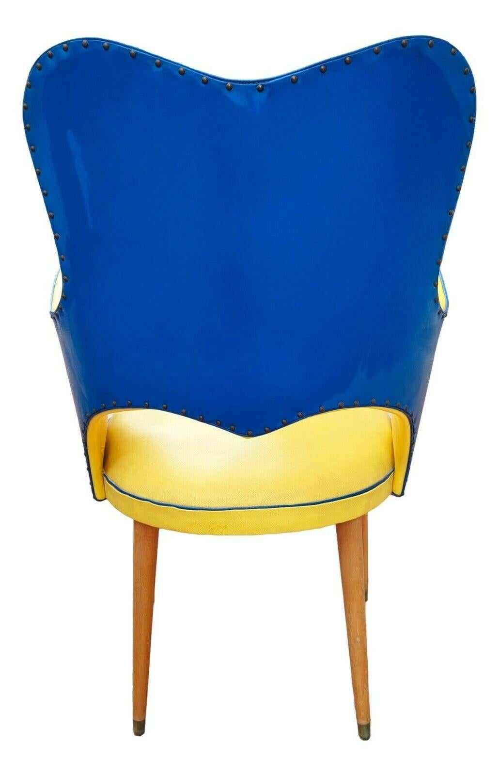 Midcentury Two-Tone Armchair in Eco-Leather Attributed to Gastone Rinaldi, 1950 In Good Condition For Sale In taranto, IT