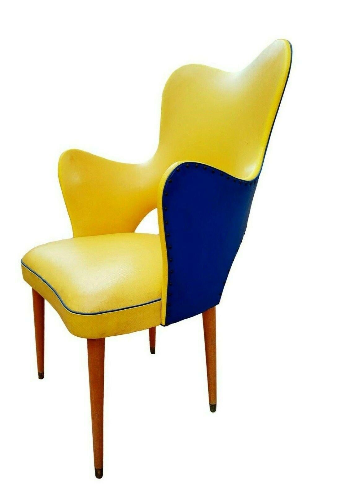 Mid-20th Century Midcentury Two-Tone Armchair in Eco-Leather Attributed to Gastone Rinaldi, 1950 For Sale
