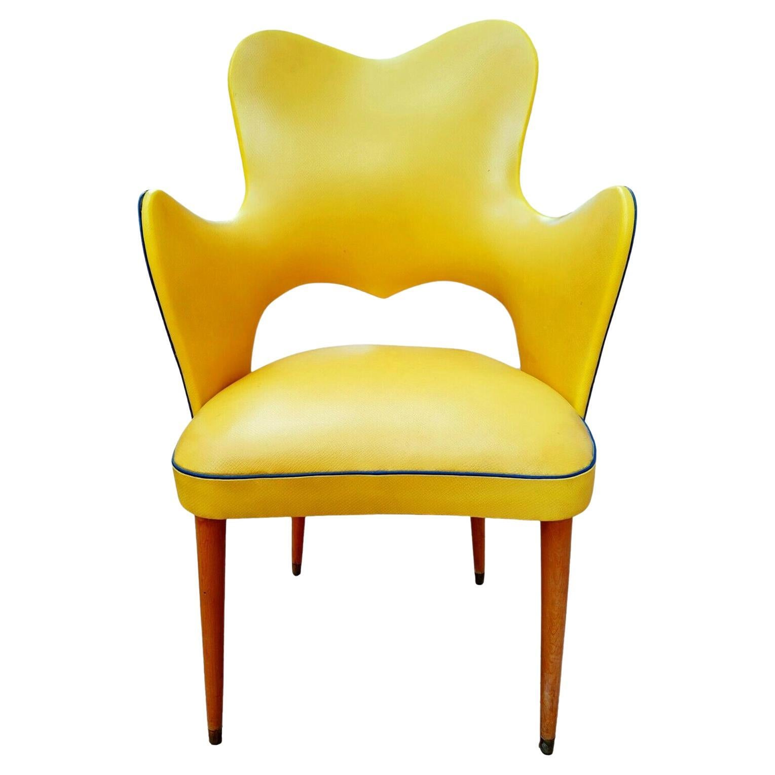 Midcentury Two-Tone Armchair in Eco-Leather Attributed to Gastone Rinaldi, 1950 For Sale