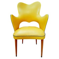 Midcentury Two-Tone Armchair in Eco-Leather Attributed to Gastone Rinaldi, 1950