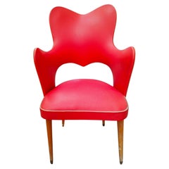 Midcentury Two-Tone Armchair in Eco-Leather Attributed to Gastone Rinaldi, 1950s