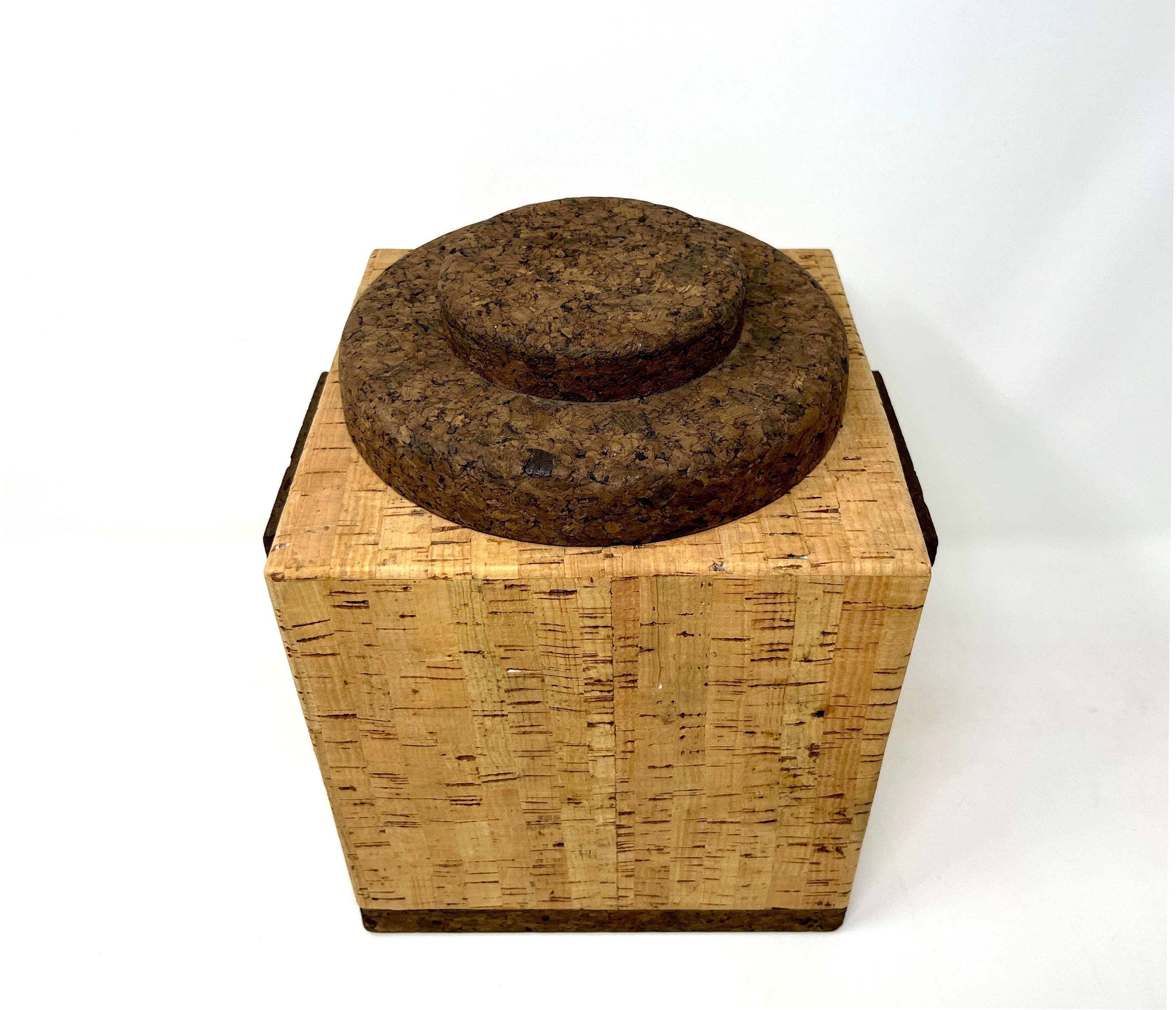 Mid-Century Modern Midcentury Two-Tone Cork Ice Bucket Made in Portugal For Sale