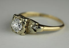Anello di fidanzamento solitario con diamante bicolore del Medioevo
