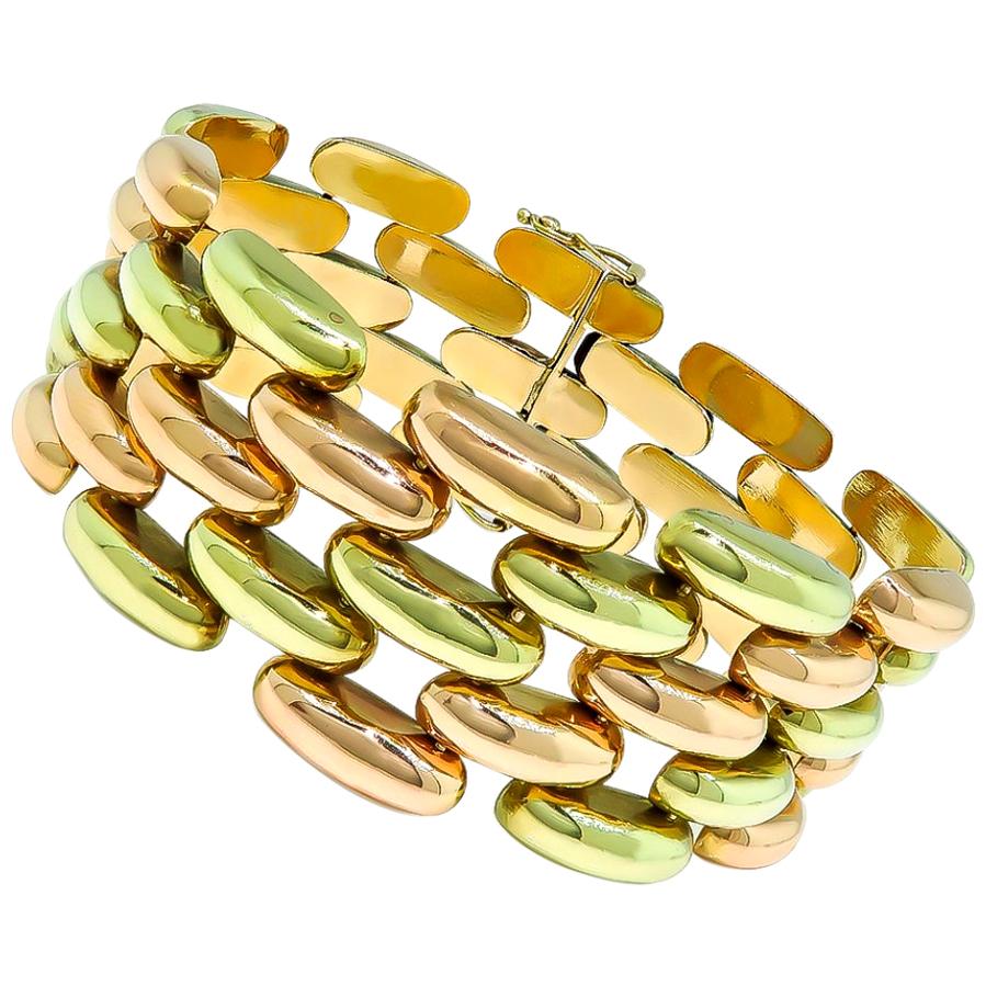 Midcentury Two-Tone Gold Bracelet For Sale