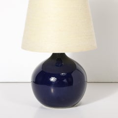 MidCentury Ultramarine Blue Glazed Ceramic Table Lamp by Lotte & Gunnar Bostlund