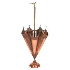 Midcentury Umbrella Stand in Copper and Brass, Italy 1970s