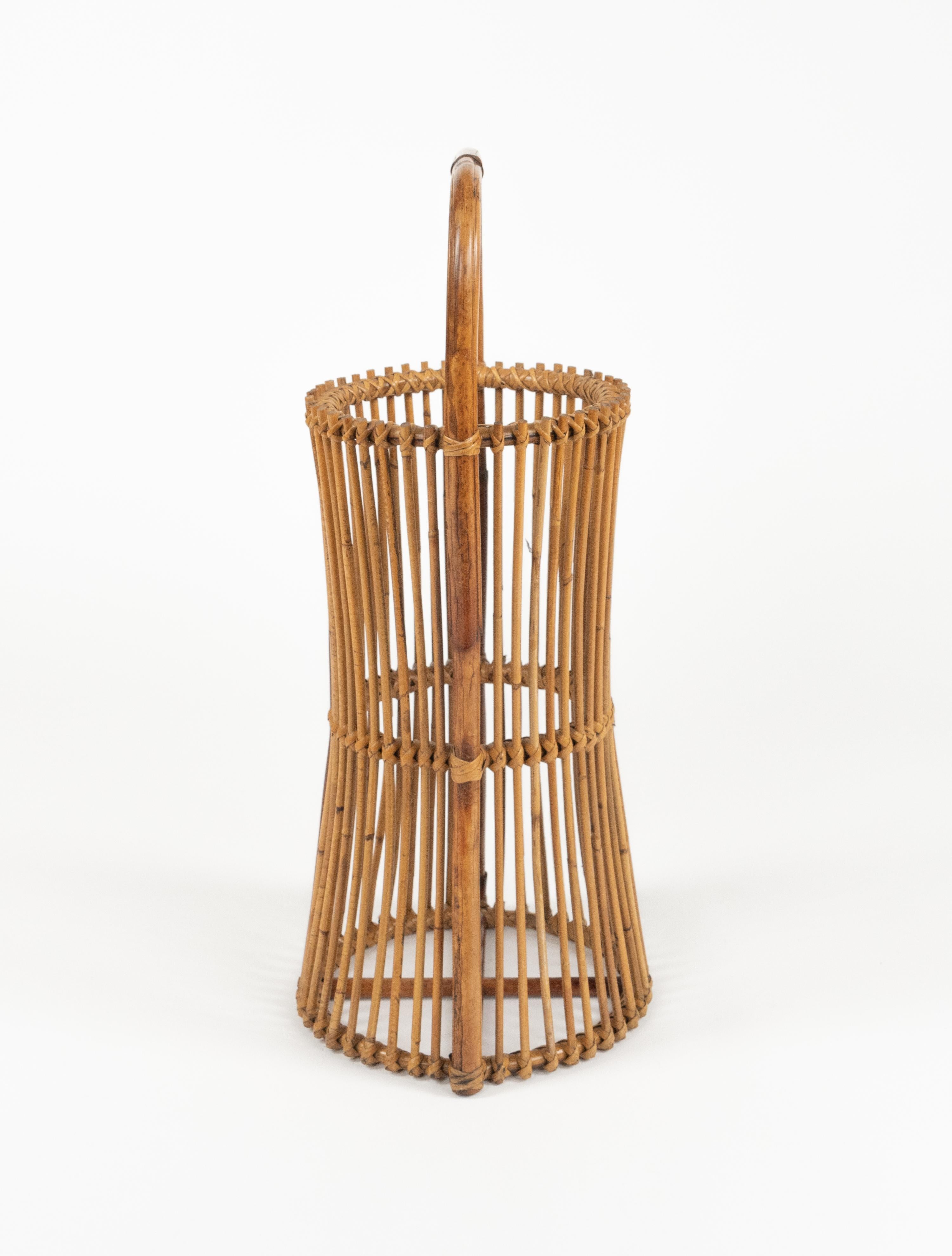 Portaombrelli di metà secolo in rattan e bambù in stile Franco Albini, Italia 1960 in vendita 2